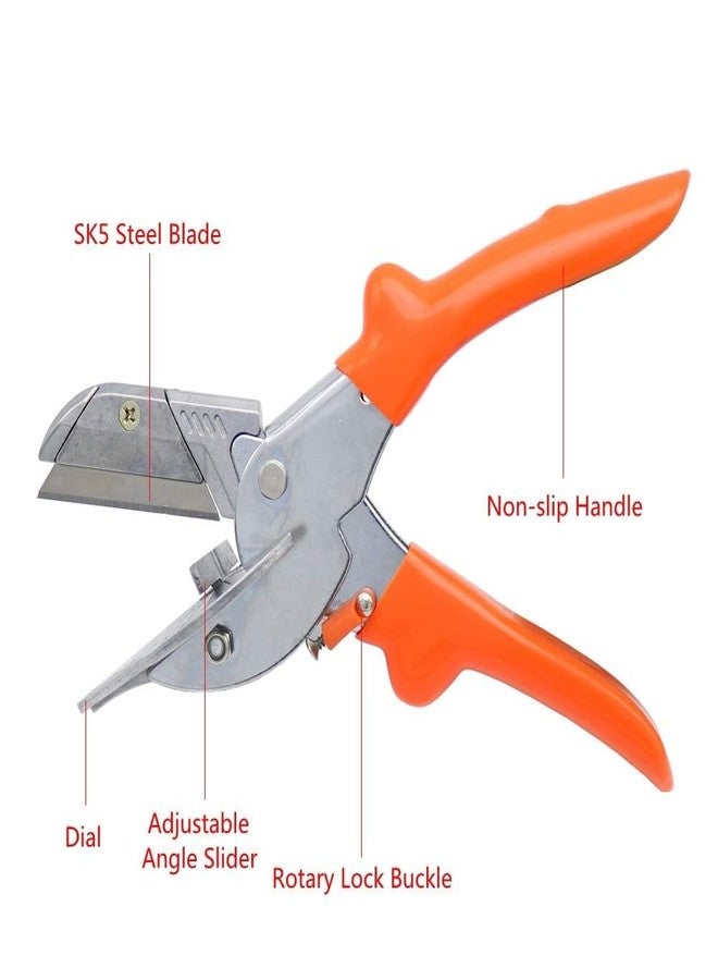 Veltrix - Multi Meter Shear Cutter, Degree Adjustable Angle Scissors Trim Shears Hand Tools for Cutting Soft Wood, PVC Multi Angle Mitre Gasket Shear Wire Duct Cutter Hand Tools, Orange - Set of 1 - Image 3